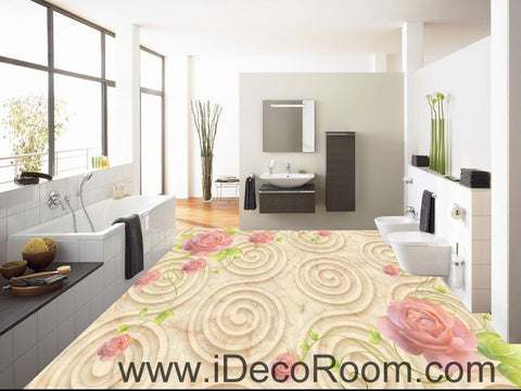 Image of Rose Flower Swirl 00079 Floor Decals 3D Wallpaper Wall Mural Stickers Print Art Bathroom Decor Living Room Kitchen Waterproof Business Home Office Gift
