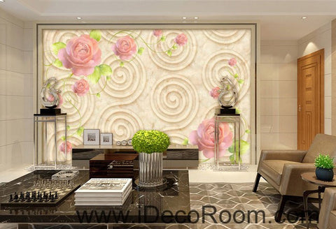 Image of Rose Flower Swirl 00079 Floor Decals 3D Wallpaper Wall Mural Stickers Print Art Bathroom Decor Living Room Kitchen Waterproof Business Home Office Gift