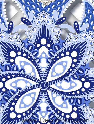 Image of Blue and White Porcelain Flower 00084 Floor Decals 3D Wallpaper Wall Mural Stickers Print Art Bathroom Decor Living Room Kitchen Waterproof Business Home Office Gift