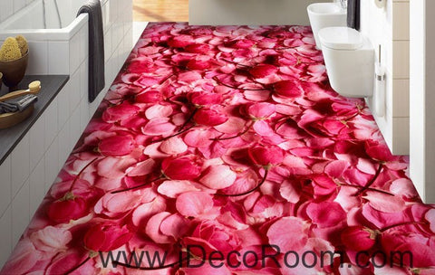 Image of Pink Rose Lover Anniversary Wedding Decor 00092 Floor Decals 3D Wallpaper Wall Mural Stickers Print Art Bathroom Decor Living Room Kitchen Waterproof Business Home Office Gift