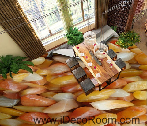 Image of Yellow White Stone 00093 Floor Decals 3D Wallpaper Wall Mural Stickers Print Art Bathroom Decor Living Room Kitchen Waterproof Business Home Office Gift