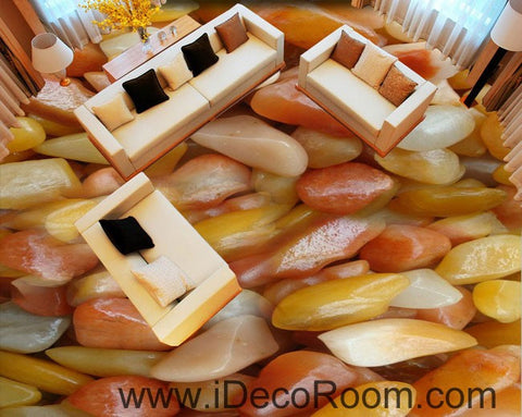 Image of Yellow White Stone 00093 Floor Decals 3D Wallpaper Wall Mural Stickers Print Art Bathroom Decor Living Room Kitchen Waterproof Business Home Office Gift