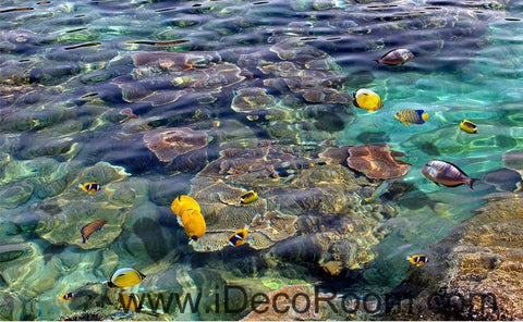 Image of Sponge Fish Rock Tropical Ocean 00099 Floor Decals 3D Wallpaper Wall Mural Stickers Print Art Bathroom Decor Living Room Kitchen Waterproof Business Home Office Gift