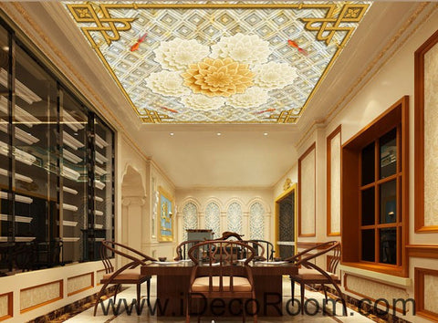 Image of Pompon Flower Pattern 00100 Floor Decals Print Art Bathroom Decor Living Room Kitchen Waterproof Business Home Office Gift