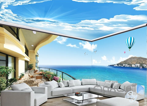 Image of Seaside scenery entire room wallpaper wall mural decal IDCQW-000001