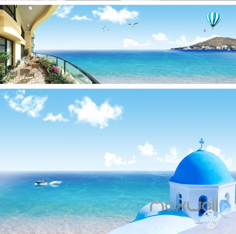 Image of Seaside scenery entire room wallpaper wall mural decal IDCQW-000001