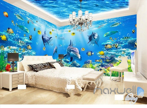 Image of submarine world children room entire room wallpaper wall mural decal IDCQW-000008