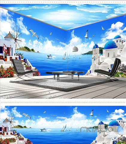 Image of Mediterranean style theme space entire room wallpaper wall mural decal IDCQW-000010