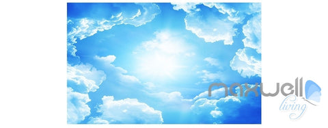Image of Blue sky white clouds beach sea  entire room wallpaper wall mural decal IDCQW-000011