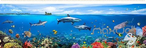 Image of Fish tank ocean park theme space entire room wallpaper wall mural decal IDCQW-000012