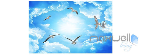 Image of The waves beach birds blue sky 3D wall murals wallpaper IDCQW-000015