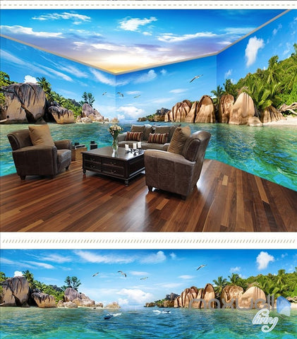 Image of Hawaii Sea view theme space entire room wallpaper wall mural decal IDCQW-000016