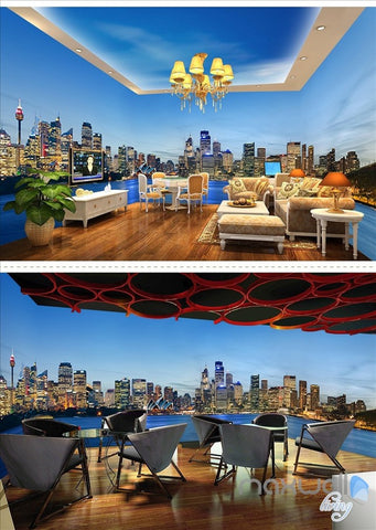 Image of Sydney city Opera house theme space entire room 3D wallpaper wall mural decal IDCQW-000017