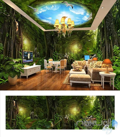 Image of Deep forest wallpaper custom size IDCQW-000018 530x82in+185X136in non-woven paper