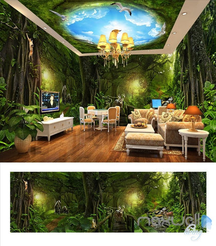 Image of Deep forest forest theme space entire room wallpaper wall mural decal IDCQW-000018