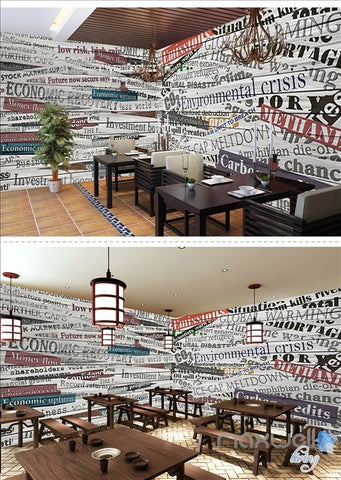 Image of Retro nostalgic English theme space entire room wallpaper wall mural decal IDCQW-000035