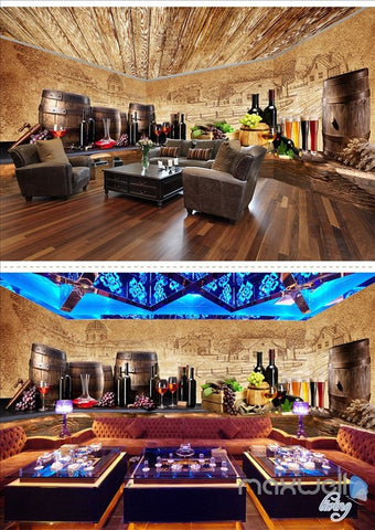 Image of Vintage Pub Celler Beverages Theme Spaces entire room wallpaper wall mural decals IDCQW-000038