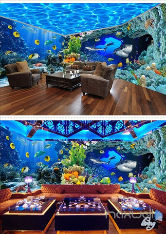 Image of Underwater world aquarium theme space entire room wallpaper wall mural decal IDCQW-000040