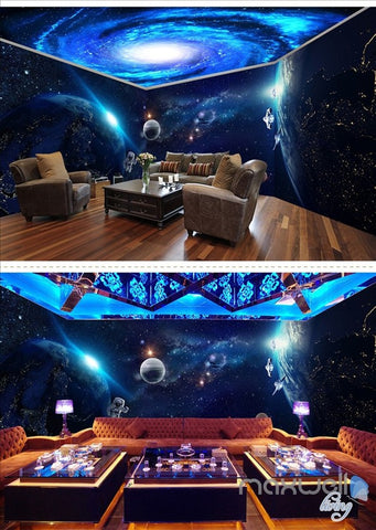 Image of Space planet sky theme space entire room wallpaper wall mural decal IDCQW-000043