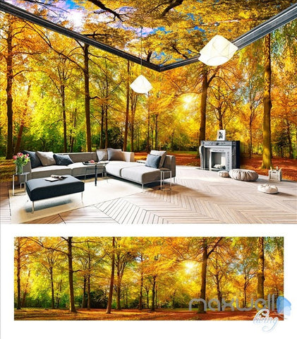 Image of Maple forest theme space entire room wallpaper wall mural decal IDCQW-000045