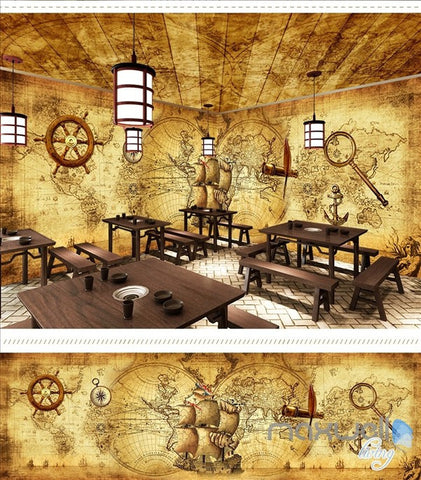 Image of Pirates of the Caribbean retro entire room wallpaper wall mural decal IDCQW-000047