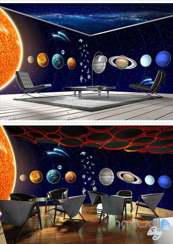 Image of Solar system planet theme space entire room wallpaper wall mural decal IDCQW-000048