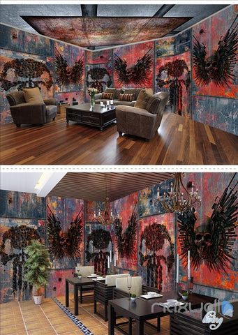 Image of Metal iron plate horror theme space entire room wallpaper wall mural decal IDCQW-000051