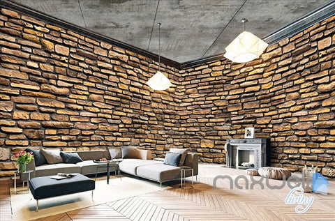 Image of Retro brick wall theme space entire room wallpaper wall mural decal IDCQW-000052