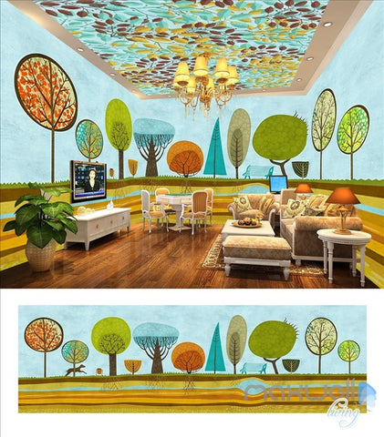 Image of Hand painted woods theme space entire room wallpaper wall mural decal IDCQW-000053
