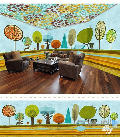 Image of Hand painted woods theme space entire room wallpaper wall mural decal IDCQW-000053
