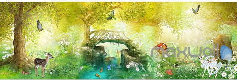 Image of Fairy tale forest deer butterfly entire kids room wallpaper 3D wall mural decal art print IDCQW-000056