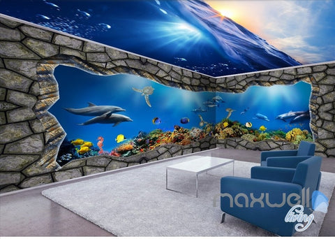 Image of Underwater sea world 3D entire room wallpaper wall mural decal IDCQW-000057