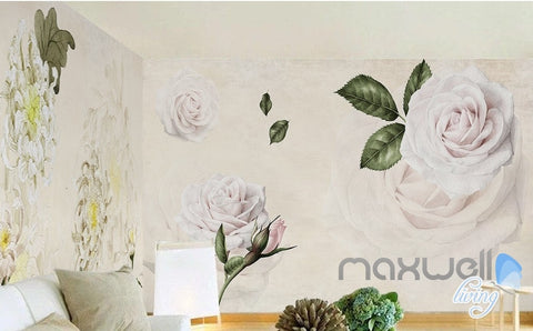 Image of Simple and stylish Satin hand-painted flowers Chrysanthemum Rose entire room wallpaper wall mural decal IDCQW-000063