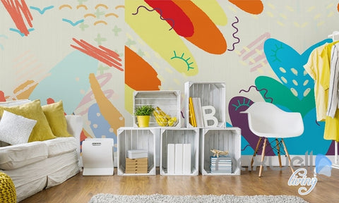 Image of Modern simple hand painted abstract graffiti children house entire room wallpaper wall mural decal IDCQW-000065
