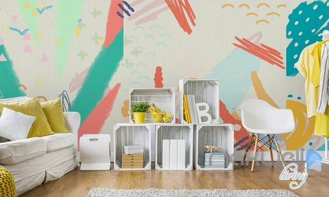 Image of Watercolor abstract pattern simple simple graffiti children entire room wallpaper wall mural decal IDCQW-000066