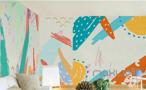 Image of Watercolor abstract pattern simple simple graffiti children entire room wallpaper wall mural decal IDCQW-000066