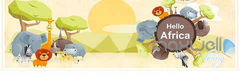 Image of African savannah animal paradise fresh nature entire room wallpaper wall mural decal IDCQW-000072