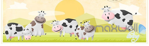 Image of Scandinavian fresh freshness natural grass cows sunrise entire room wallpaper wall mural decal IDCQW-000073
