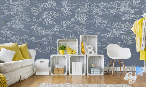 Image of Classic Clouds Birds Abstract Patterns entire room wallpaper wall mural decals Art Prints IDCQW-000075