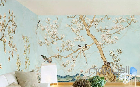 Image of Chinese Classical Flower Bird Pattern Magnolia entire room wallpaper wall mural decals Business Art Print IDCQW-000077