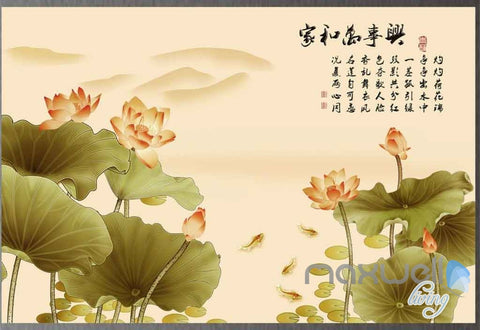 Image of Classic Chinese Lotus Lilypad Goldfish Ceiling Entire Room Wallpaper Wall Murals IDCQW-000078