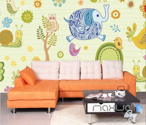 Owl Tree Elephant Rabit Entire Room Wallpaper Wall Murals Art Print Kids Decor IDCQW-000081