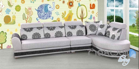 Image of Owl Tree Elephant Rabit Entire Room Wallpaper Wall Murals Art Print Kids Decor IDCQW-000081