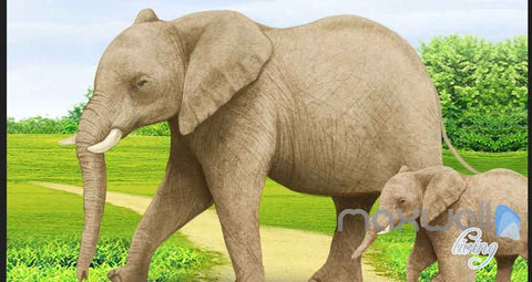 Image of 3D Animals Windwill Elephant Giraffe Clouds Entire Room Wallpaper Wall Murals Art Prints IDCQW-000088