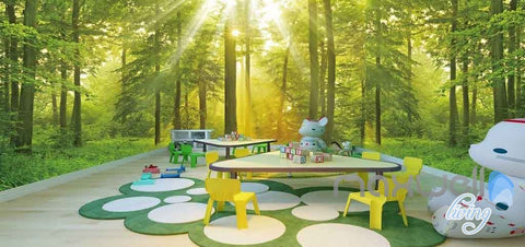 Image of 3D Forest Tree Sun Beam Entire Room Wallpaper Wall Murals Art Prints IDCQW-000089