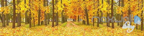 Image of 3D Autumn Yellow Forest Tree Entire Room Wallpaper Wall Murals Art Prints IDCQW-000090