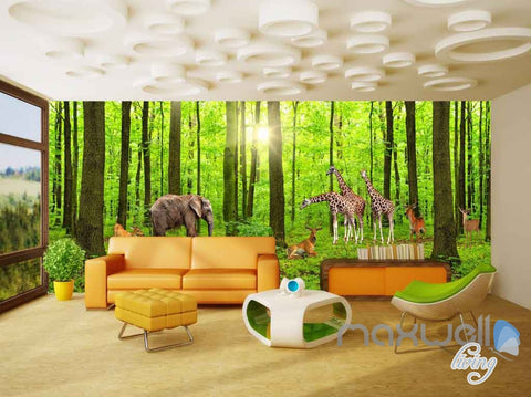 Image of 3D Forest Animals Entire Room Wallpaper Wall Murals Art Prints IDCQW-000098