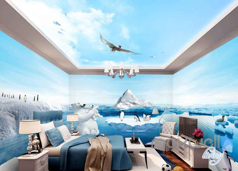Image of 3D Polar Bear Family Penguins Entire Room Wallpaper Wall Murals Prints IDCQW-000103