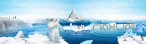Image of 3D Polar Bear Family Penguins Entire Room Wallpaper Wall Murals Prints IDCQW-000103
