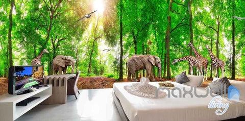 Image of 3D Africa Animals Forest Entire Room Wallpaper Wall Murals Prints IDCQW-000106